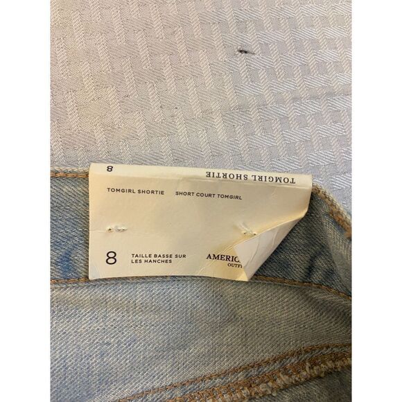 American Eagle AE Tom Girl distressed light denim jeans shorts 8 button fly NEW - Picture 10 of 11